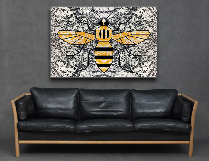 Manchester Bee Pollock Style Canvas Art