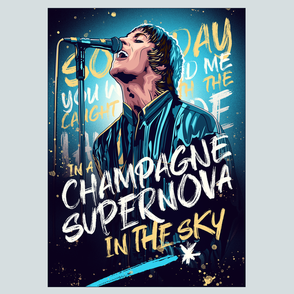 Champagne Supernova Oasis Poster – Uniquely Manchester