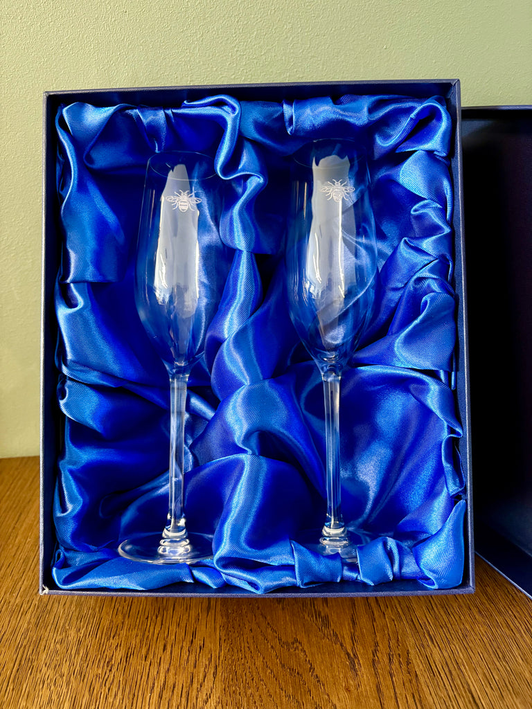 Manchester Bee Champagne Glasses Gift Set