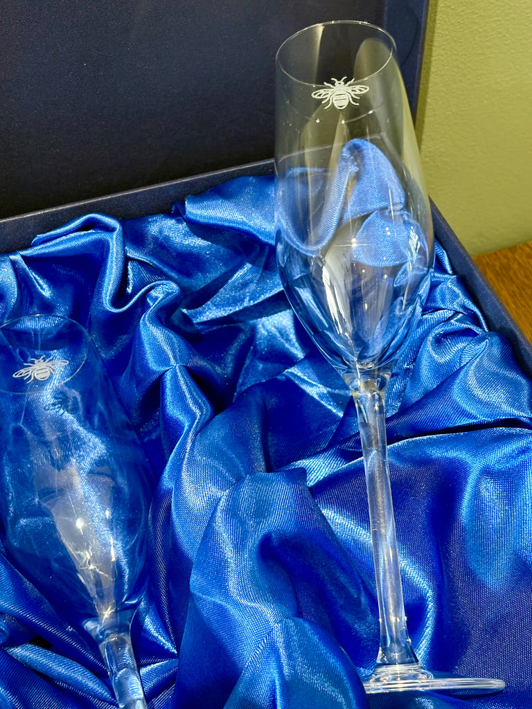 Manchester Bee Champagne Glasses Gift Set