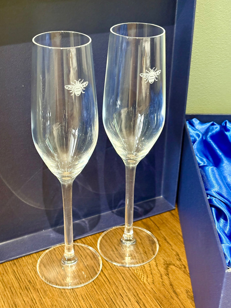 Manchester Bee Champagne Glasses Gift Set
