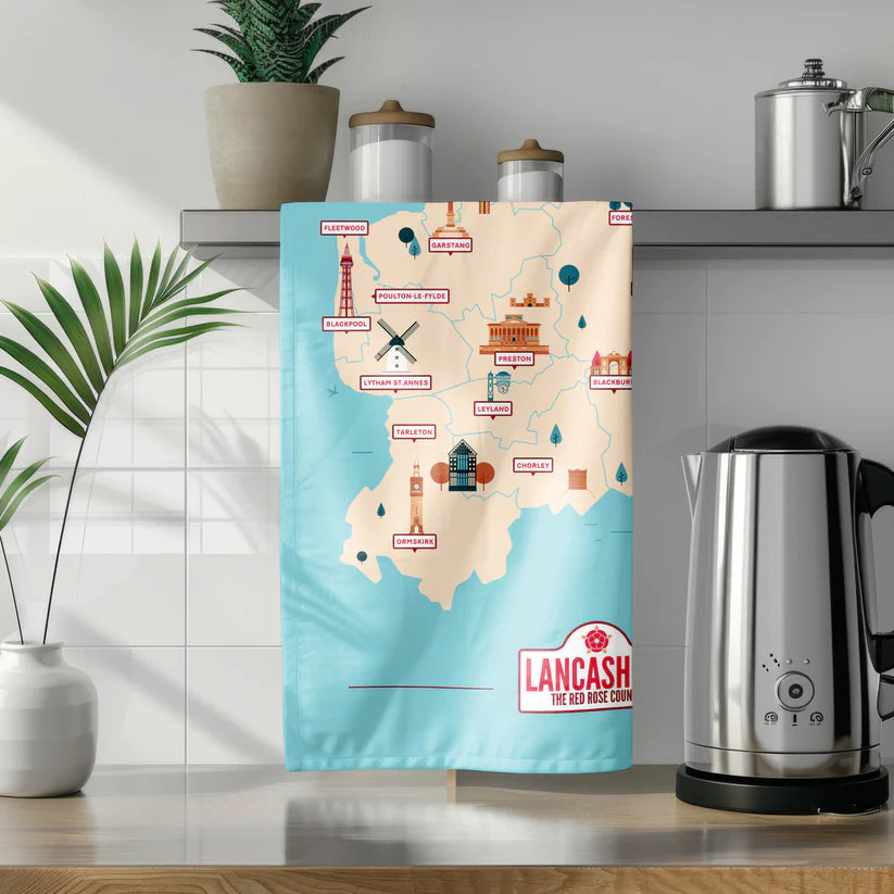 Tea Towel - Lancashire Map