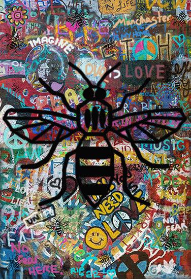 Graffiti Bee Canvas Art - Portrait