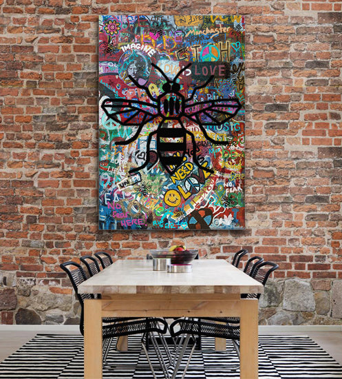 Graffiti Bee Canvas Art - Portrait