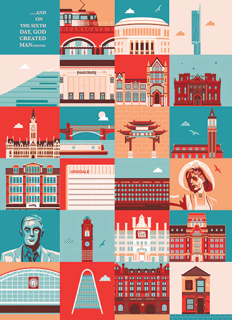 Tea Towel - On the 6th Day - Manchester