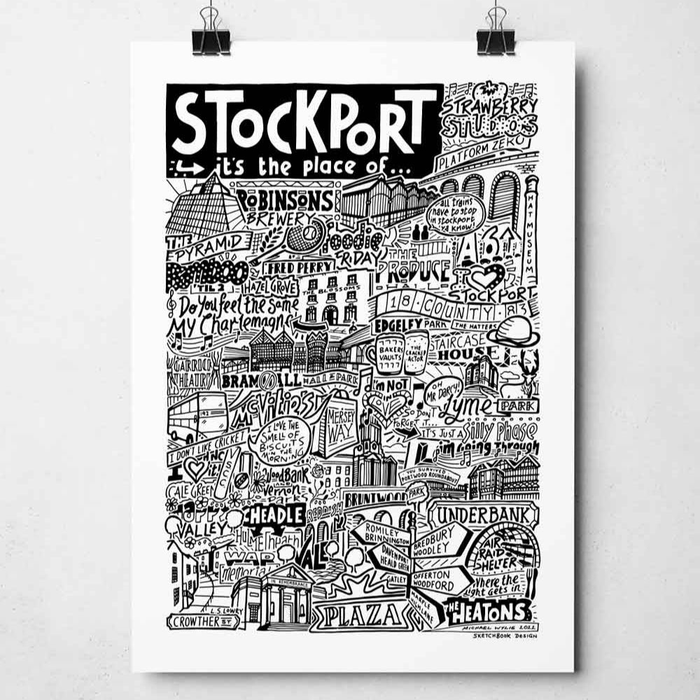 Stockport Landmarks Print