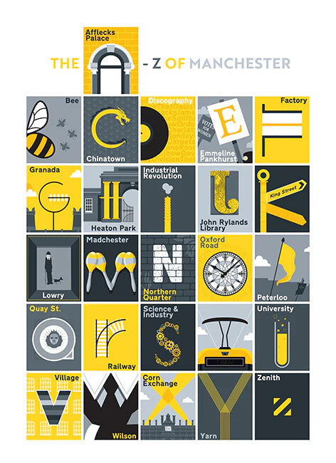 Tea Towel - A to Z of Manchester