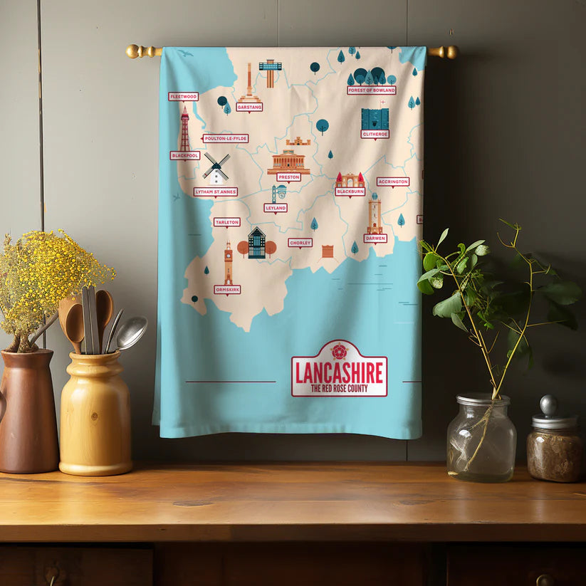 Tea Towel - Lancashire Map