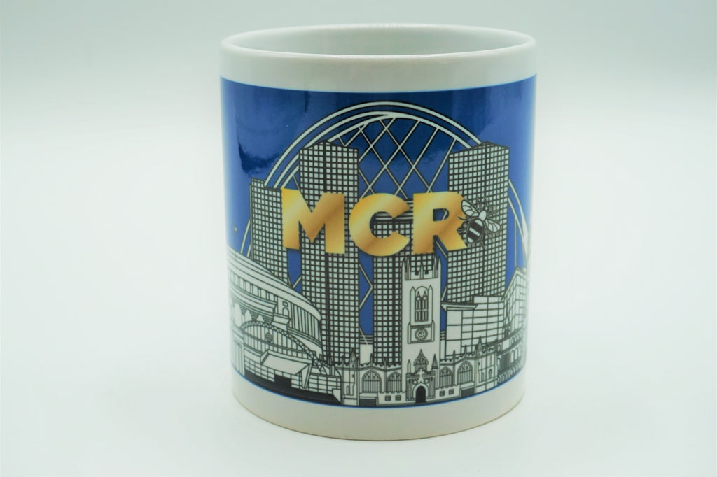 Manchester Skyline Mug - MCR Blue /Gold