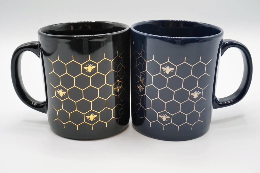 Manchester Bee & Honeycomb Mug - Gold Leaf / Black