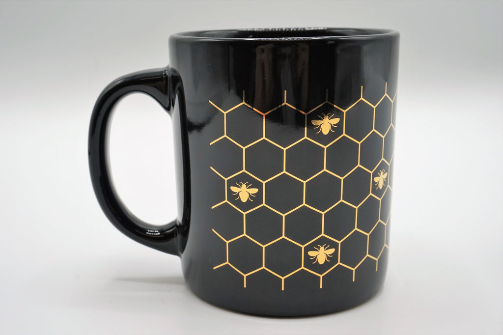 Manchester Bee & Honeycomb Mug - Gold Leaf / Black