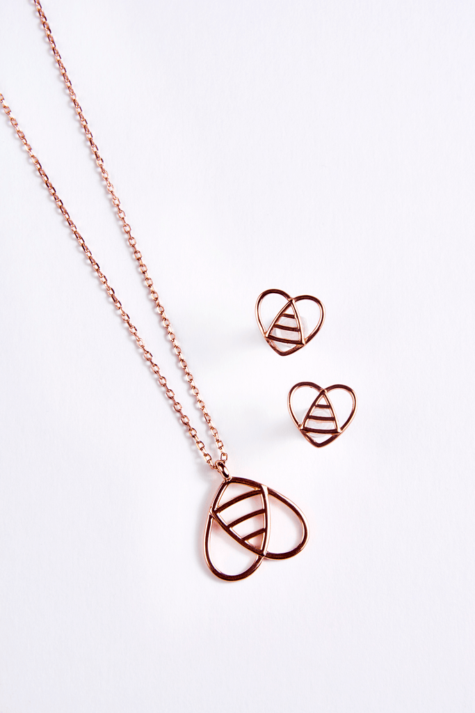 Rose Gold Bee inspired Pendant Necklace